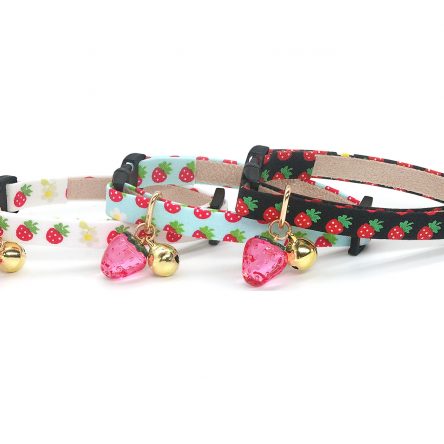 Supper Cute Cat Collar with Strawberry Charm