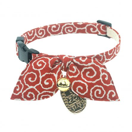 Bunny Ears Scarf Bowtie Christmas Cat Collar with ‘千万两’ Coin Charm